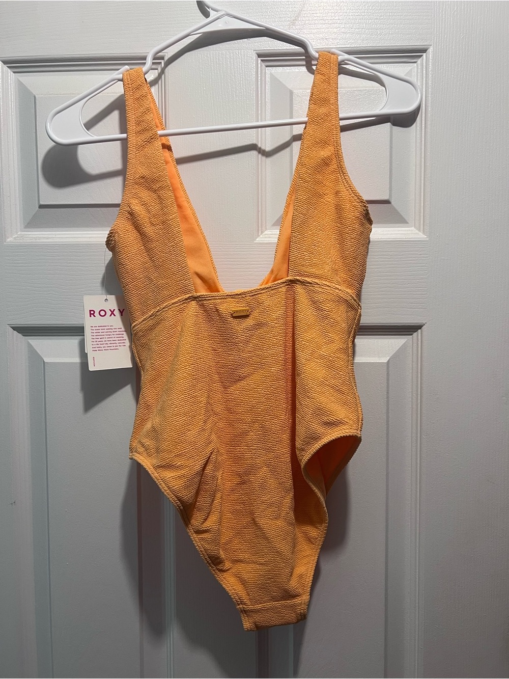 Roxy Cutout Knot Front One-Piece Swimsuit in Orange - Picture 4 of 4